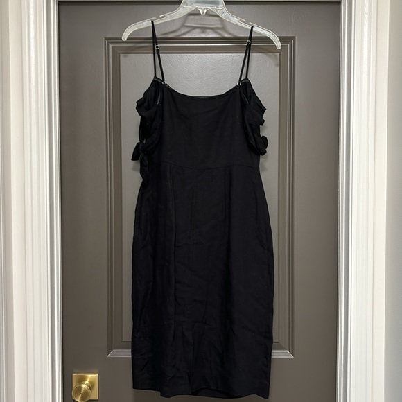 Abercrombie & Fitch off the shoulder black linen dress 2 NWT - Picture 4 of 10